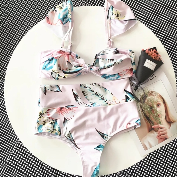 Last S! Floral Tie Back Highwaisted Bikini Set - Picture 4 of 8